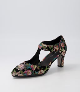 TRINITIES BLACK FLORAL SUEDE