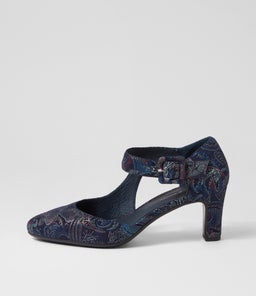 TRINITIES NAVY REGAL PRINT SUEDE