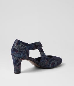TRINITIES NAVY REGAL PRINT SUEDE