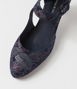 TRINITIES NAVY REGAL PRINT SUEDE