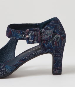 TRINITIES NAVY REGAL PRINT SUEDE