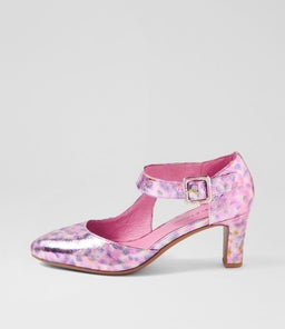 TRINITIES PINK METALLIC MULTI LEATHER