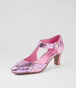 TRINITIES PINK METALLIC MULTI LEATHER