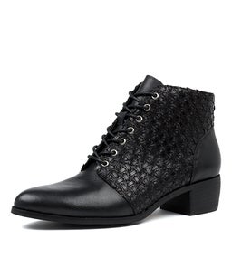 VIRGIE BLACK BLACK LEATHER WEAVE