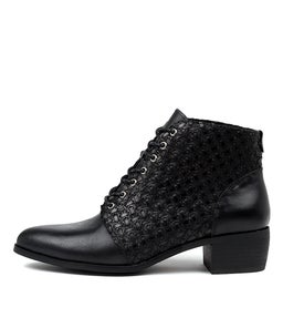 VIRGIE BLACK BLACK LEATHER WEAVE