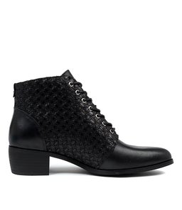 VIRGIE BLACK BLACK LEATHER WEAVE