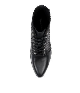 VIRGIE BLACK BLACK LEATHER WEAVE