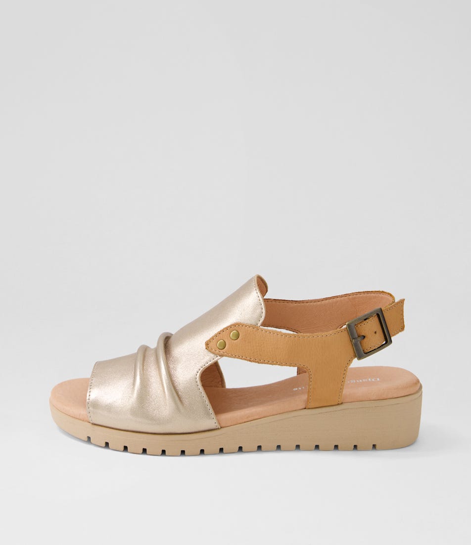 Madis Champagne Dark Tan Latte Leather Sandals Madis Champagne Dark Tan Latte Leather Sandals