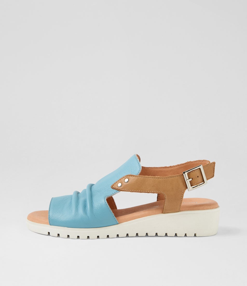 Madis New Blue Dark Tan Leather Sandals
