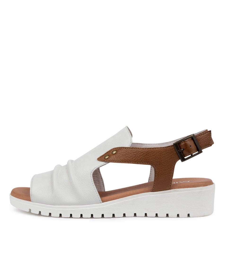 Madis White Dark Tan Sandals