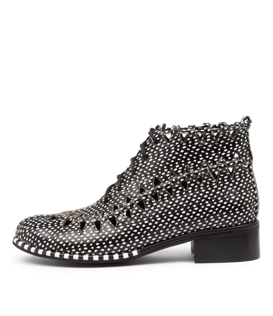 Buy Django & Juliette Cram Dj Black & White Dot Ankle Boots online with free shipping