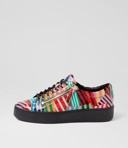 LAILA DJ BLACK STRIPE MULTI PATENT LEATHER