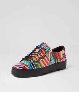 LAILA DJ BLACK STRIPE MULTI PATENT LEATHER