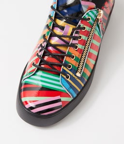 LAILA DJ BLACK STRIPE MULTI PATENT LEATHER