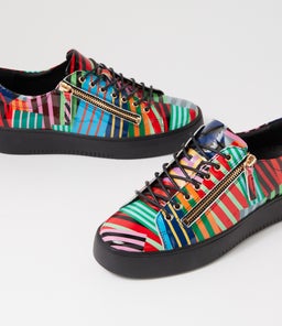 LAILA DJ BLACK STRIPE MULTI PATENT LEATHER