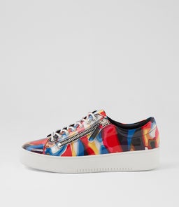 Laila Black Swirl White Patent Leather Sneakers Laila Black Swirl White Patent Leather Sneakers