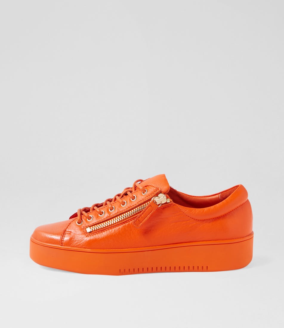 Laila New Orange Leather Sneakers Laila New Orange Leather Sneakers