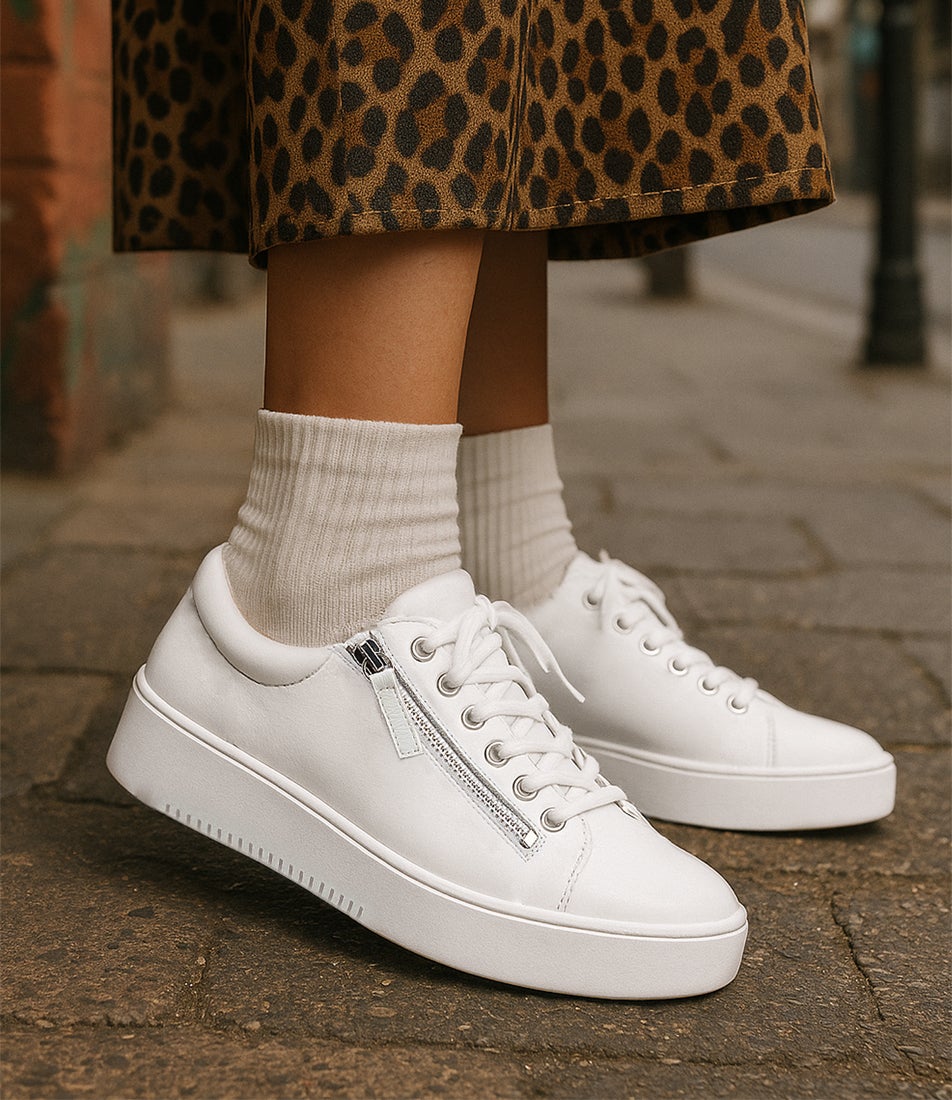 Laila All White Leather Sneakers