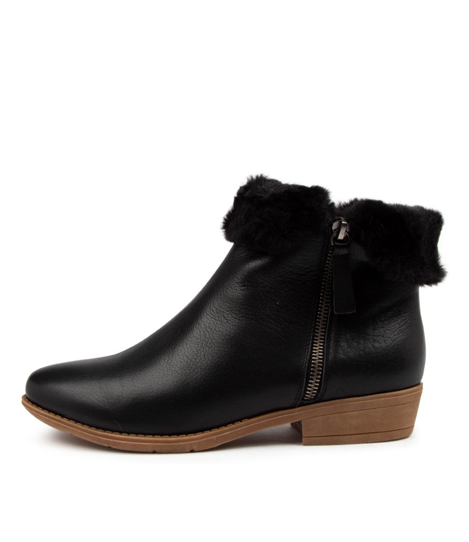 Buy Django & Juliette Roadter Dj New Black Fur Ankle Boots online with free shipping