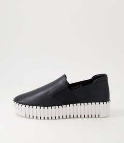 BECCA DJ BLACK WHITE SOLE LEATHER