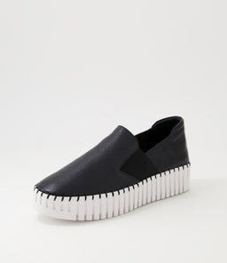 BECCA DJ BLACK WHITE SOLE LEATHER