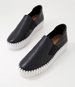 BECCA DJ BLACK WHITE SOLE LEATHER