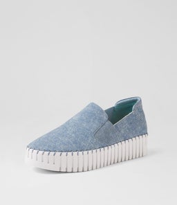BECCA DJ BLUE DENIM WHITE SOLE LEATHER