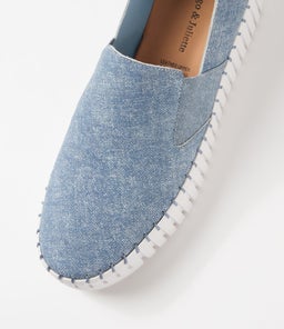 BECCA DJ BLUE DENIM WHITE SOLE LEATHER