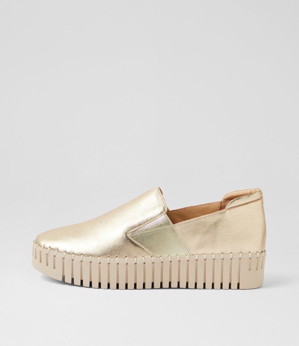 Becca Pale Gold Almond Leather Loafers Becca Pale Gold Almond Leather Loafers
