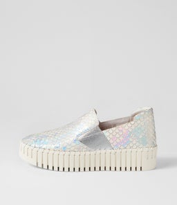 BECCA DJ WHITE METALLIC CUT LEATHER