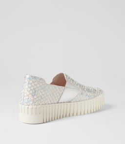 BECCA DJ WHITE METALLIC CUT LEATHER