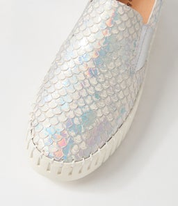 BECCA DJ WHITE METALLIC CUT LEATHER