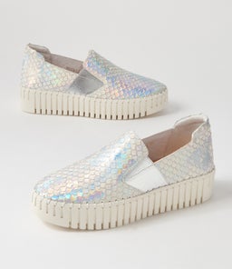 BECCA DJ WHITE METALLIC CUT LEATHER