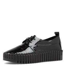 BRENDA DJ BLACK BLACK SOLE PATENT CROC