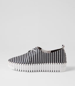 BRENDA DJ BLACK&WHITE STRIPE LEATHER