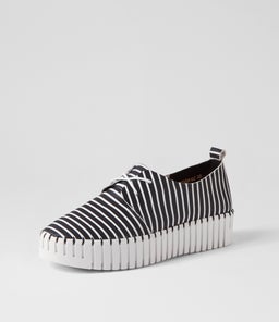 BRENDA DJ BLACK&WHITE STRIPE LEATHER