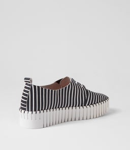BRENDA DJ BLACK&WHITE STRIPE LEATHER