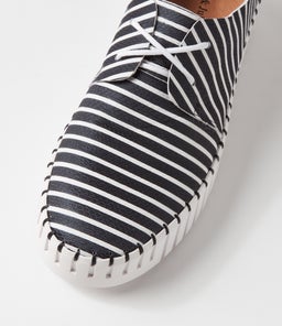 BRENDA DJ BLACK&WHITE STRIPE LEATHER
