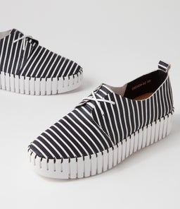 BRENDA DJ BLACK&WHITE STRIPE LEATHER