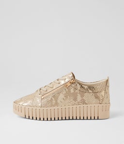 Bump Ivory Gold Snake Leather Sneakers Bump Ivory Gold Snake Leather Sneakers