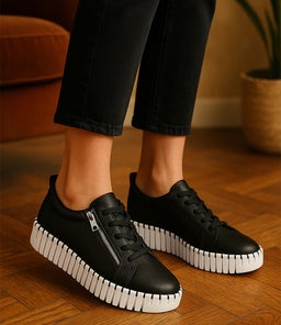 Bump Black White Sole Leather Sneakers Bump Black White Sole Leather Sneakers