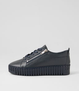 Bump Navy Leather Sneakers Bump Navy Leather Sneakers