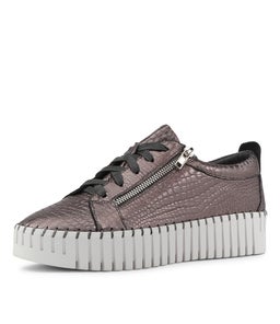 BUMP DJ PEWTER WHITE SOLE CROCO LEATHER