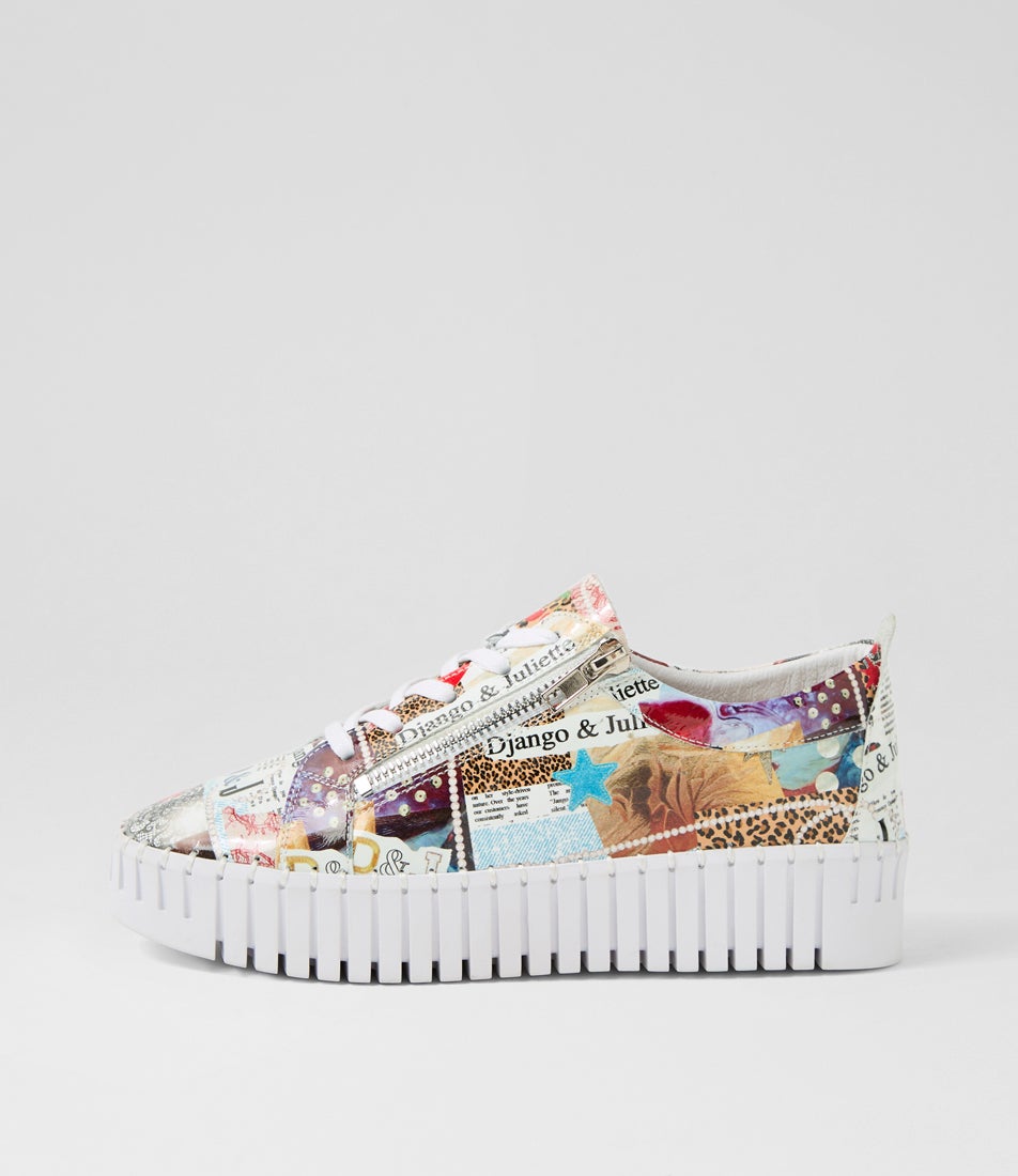 Bump Collage Print Patent Leather Sneakers