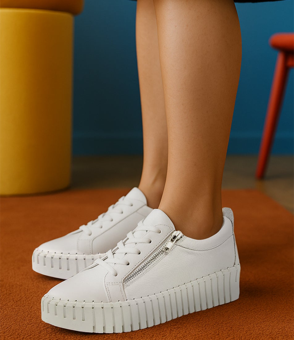 Bump White Leather Sneakers