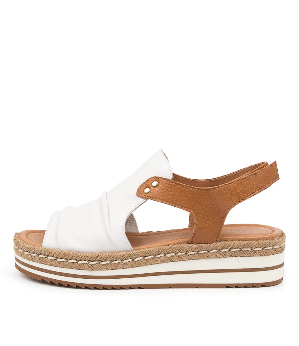 Buy Django & Juliette Alora Dj White Dk Tan Flat Sandals online with free shipping
