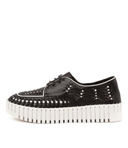 BRODIES DJ BLACK WHITE LEATHER