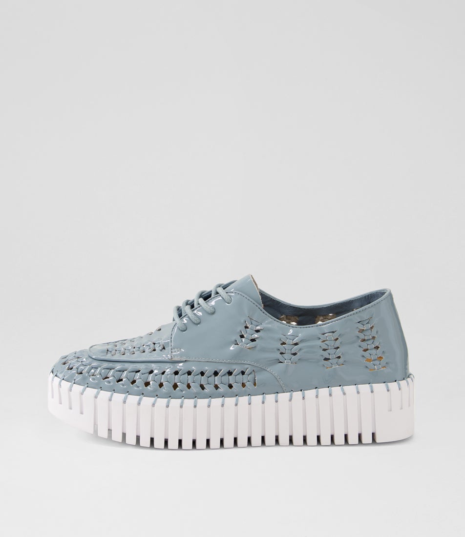 Brodies Denim White Patent Leather Sneakers Brodies Denim White Patent Leather Sneakers