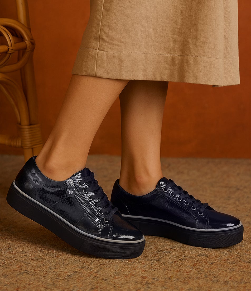 Froggy Navy Patent Leather Sneakers Froggy Navy Patent Leather Sneakers