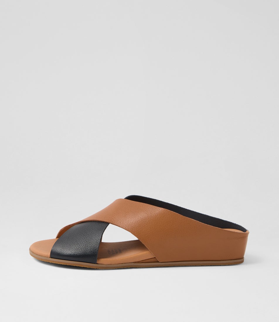 Harli Navy Tan Leather Sandals Harli Navy Tan Leather Sandals